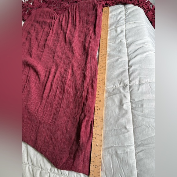 J Gee babydoll lace crochet mini dress size large bell sleeve Merlot red - Picture 9 of 10